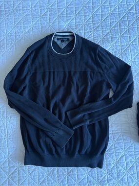 Tommy Hilfiger Navy Crewneck Sweater with Contrast Trim